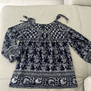 INC blue and white top / Cold shoulder